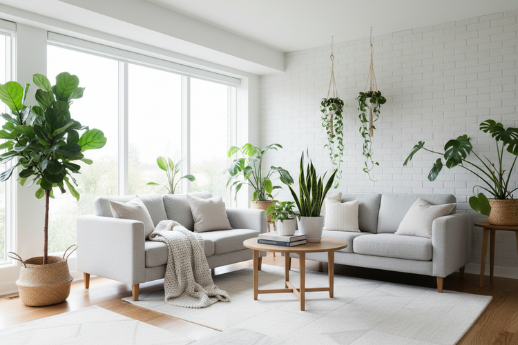 moderne huiskamer met kamerplanten
