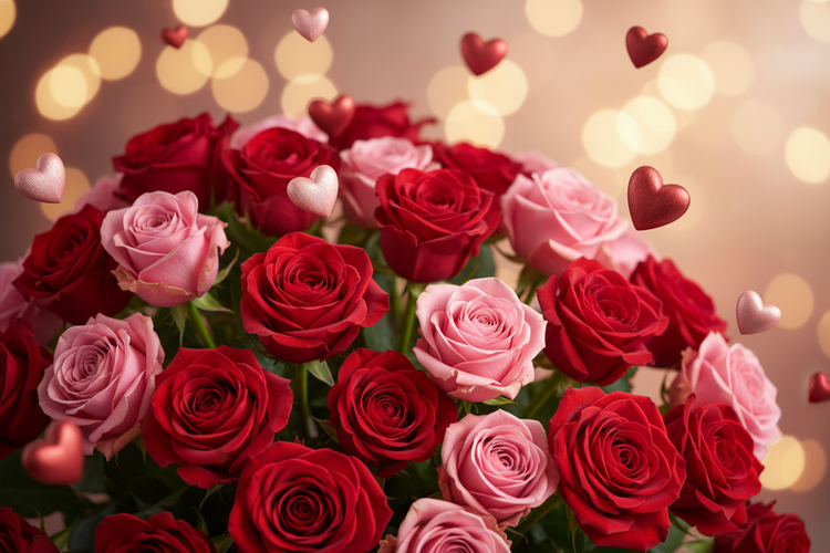 Valentijn rozen en hartjes
