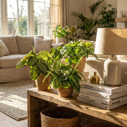 Mix: 3 Huisdiervriendelijke Planten in Deco Mandjes - Hoogte 25cm