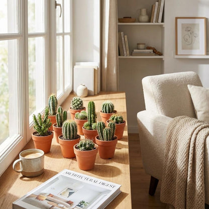Mix: 12 Mini Cacti Ø 8,1 cm 5-10 cm - Terracotta Potten