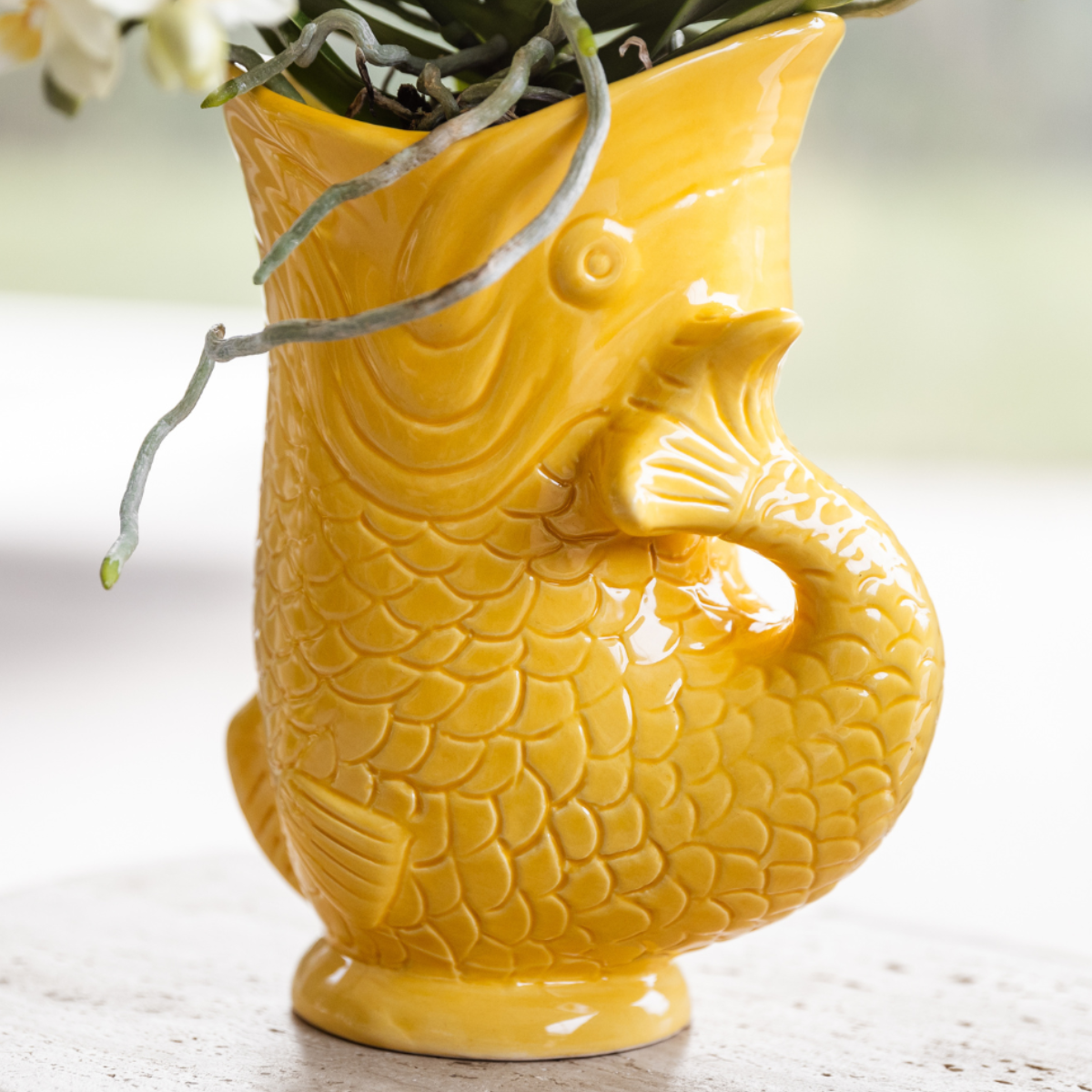 Set: Kolibri Company | Mediterranean Sunset | Plantenset met witte Phalaenopsis Orchidee Lausanne en Succulenten incl. keramieken sierpotten