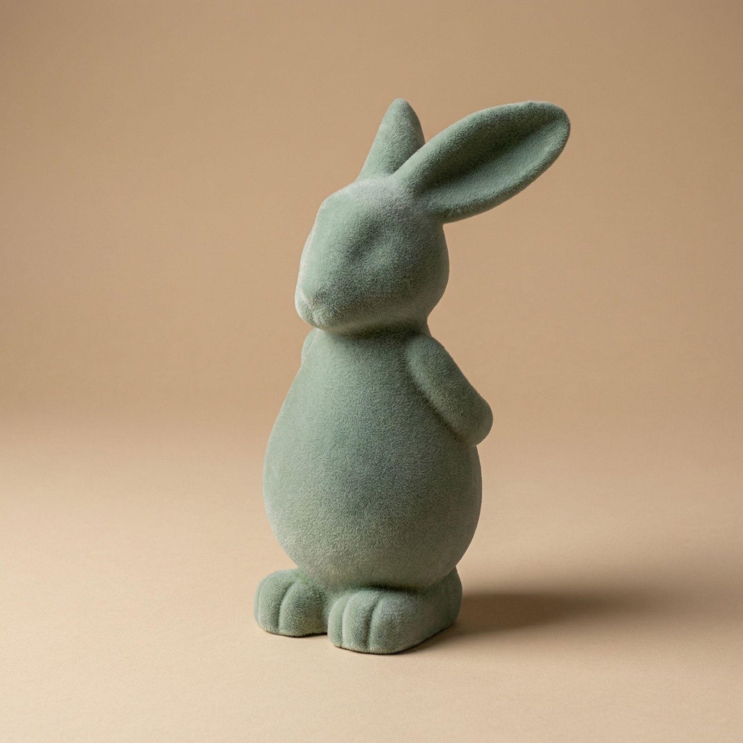 Deco: Easter: 3x Paashaas decoratie - Groen fluweel - ↑ 12,5 cm