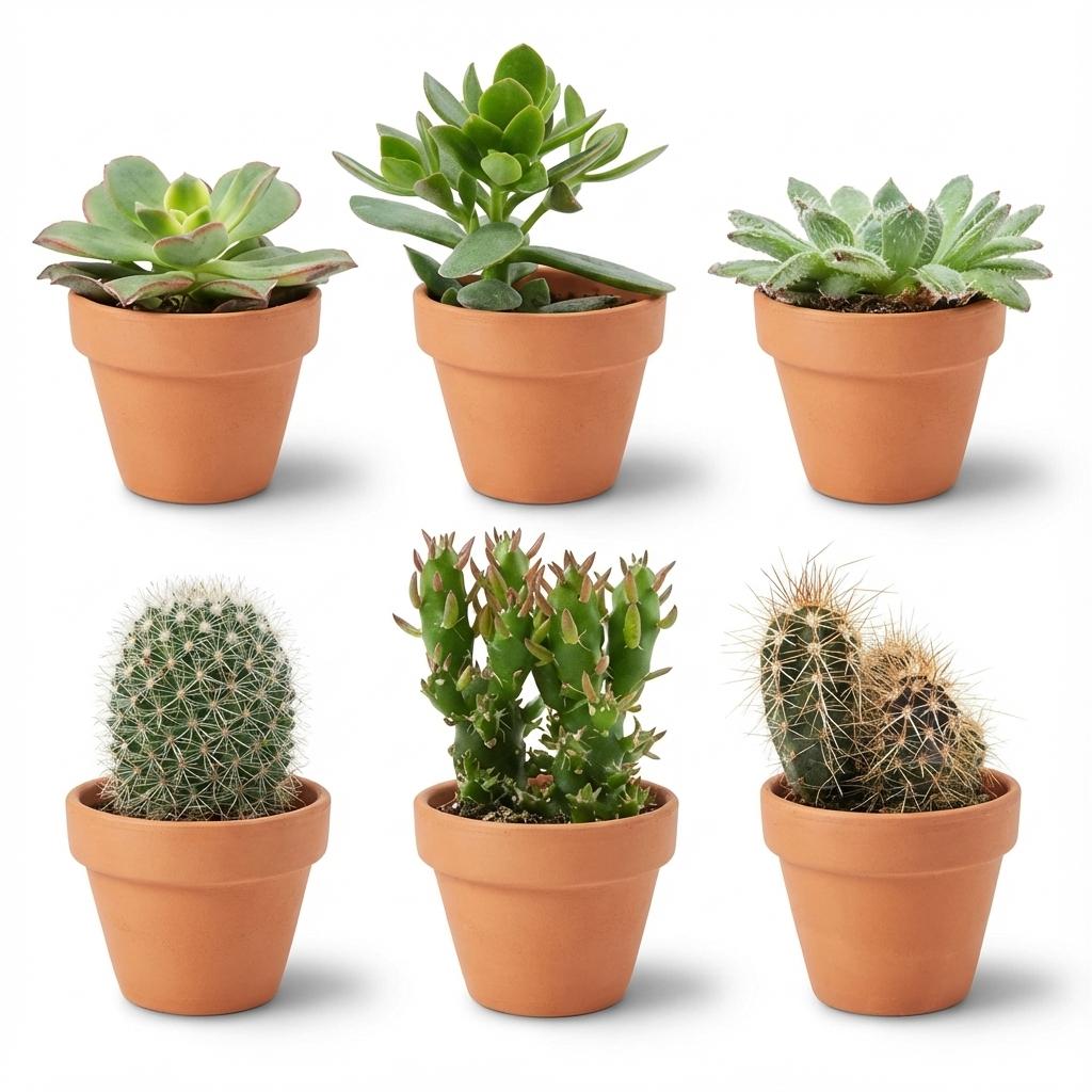 Mix: 6 Cacti & Succulenten (Terracotta)