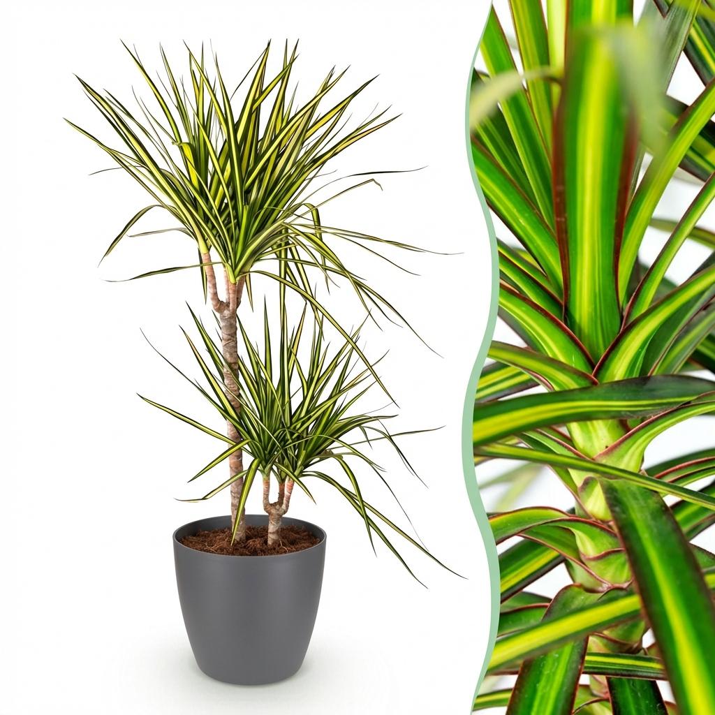 Dracaena Sunray in Grijze Pot - Hoogte 90-100cm