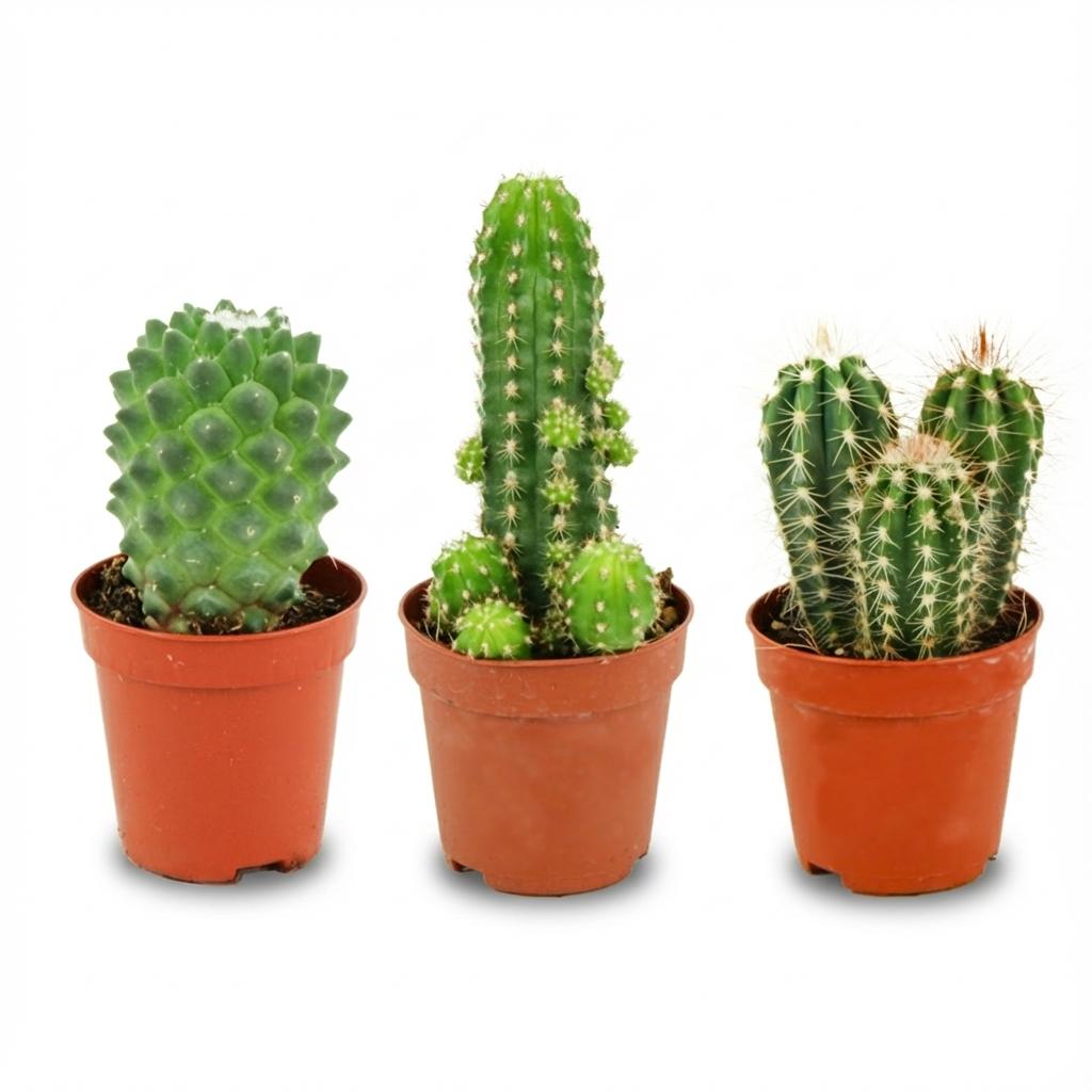 Mix: 3 Mini Cacti Set Ø 5.5 cm Hoogte: 5-10 cm