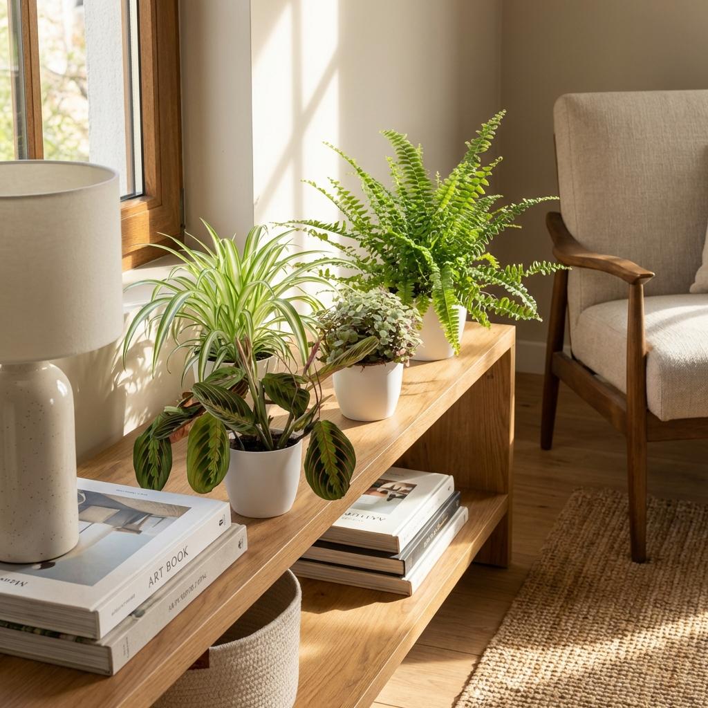 Mix: 4 Huisdiervriendelijke Planten in Witte potten - Hoogte 25cm