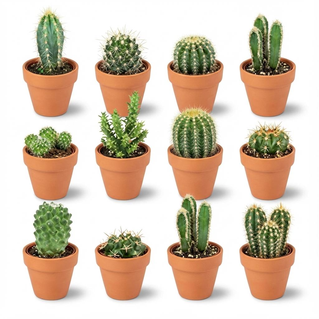 Mix: 12 Mini Cacti Ø 8,1 cm 5-10 cm - Terracotta Potten