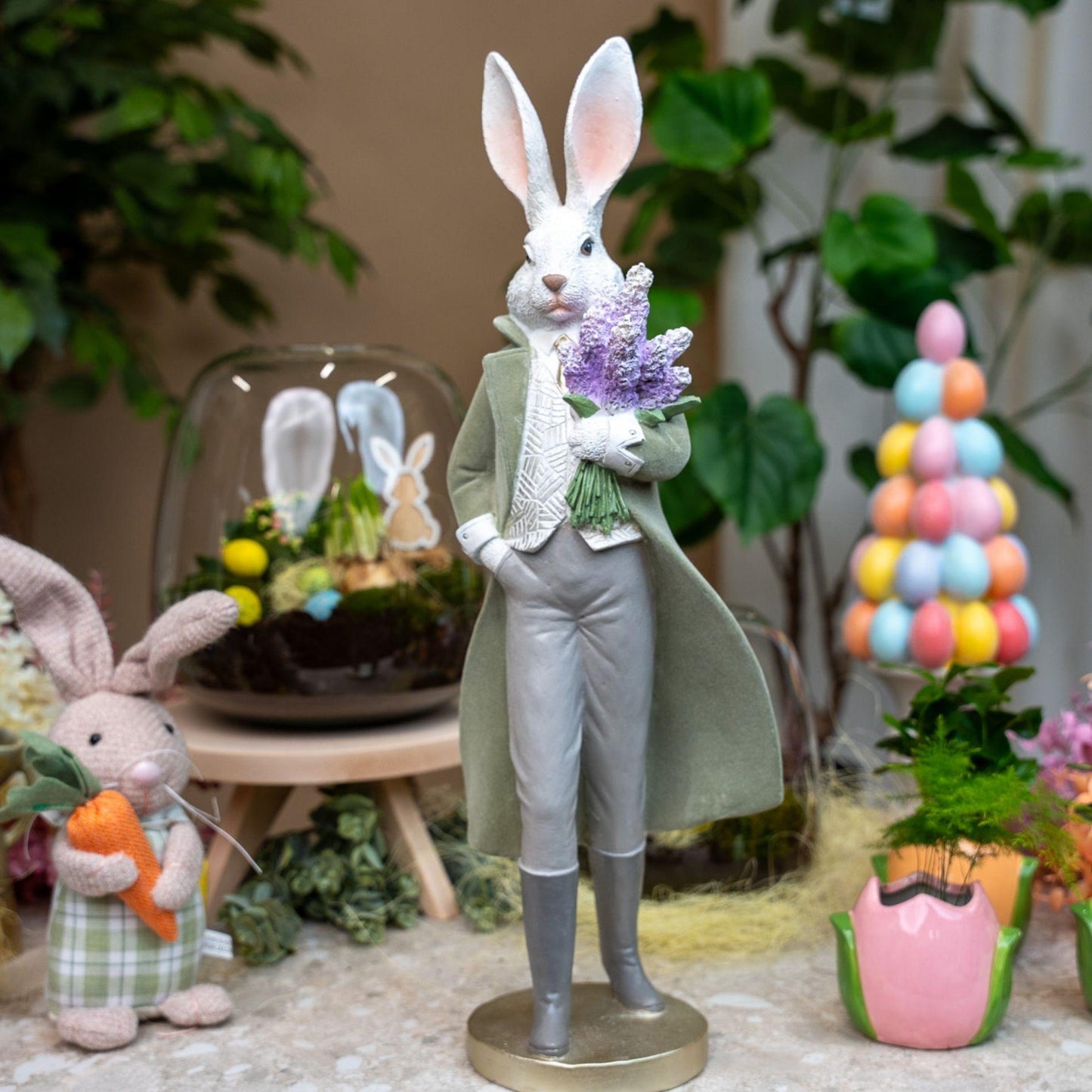 Deco: Easter: Haas heer met bloemen - ↑ 51 cm